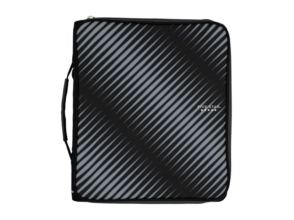 Five Star Zipper Binder, 2 Inch 3 Ring Binder, 6-Pocket Expanding File, Durable, Black (72536)