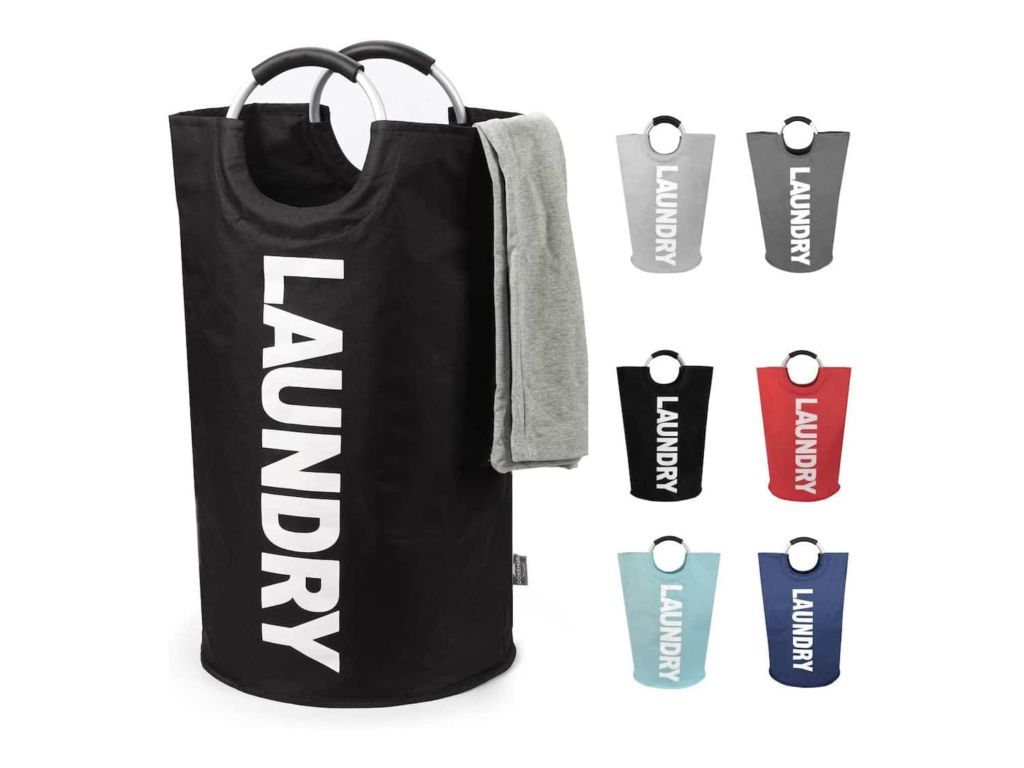 DOKEHOM 82L Large Laundry Basket (6 Colors), Collapsible Fabric Laundry Hamper, Foldable Clothes Bag, Folding Washing Bin (Black, L)