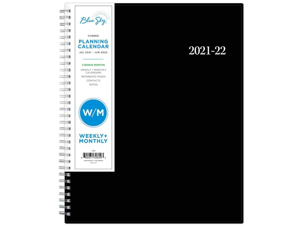 Blue Sky 2021-2022 Academic Year Weekly & admin Monthly Planner, 8.5" x 11", Flexible Cover, Wirebound, Enterprise (130609)