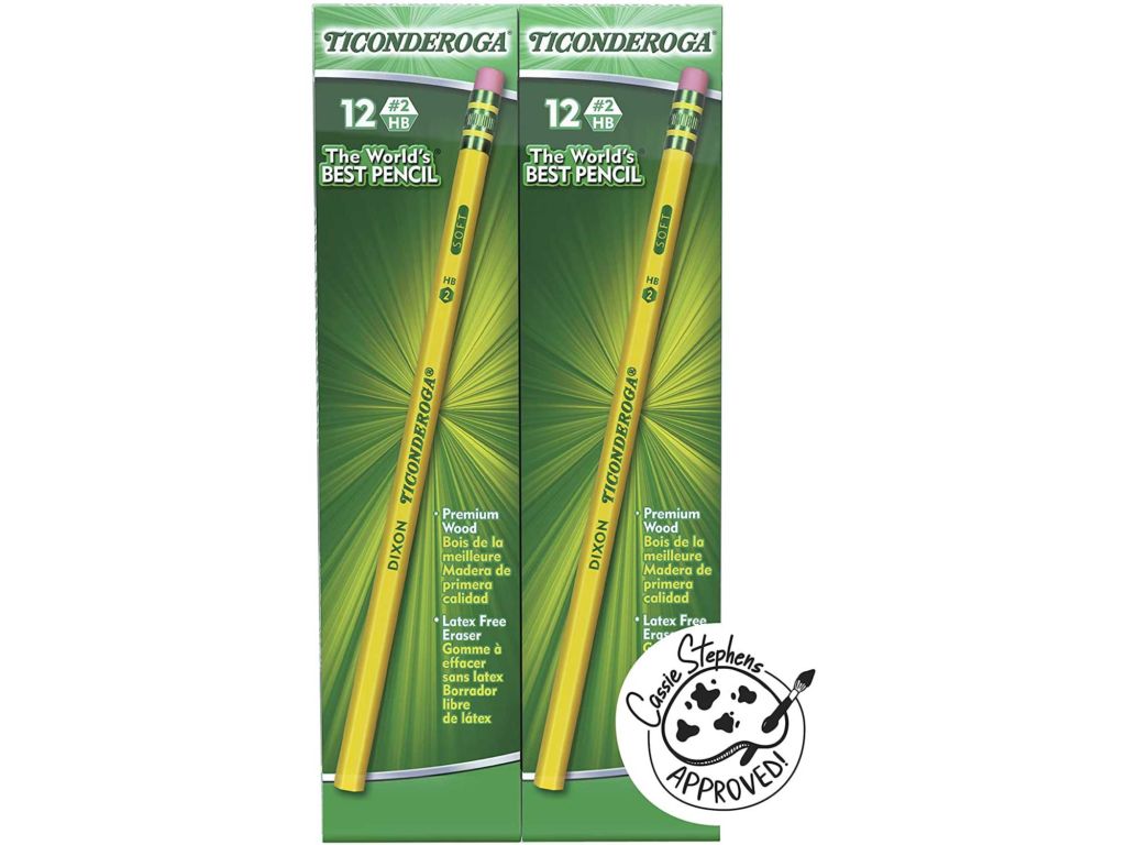 TICONDEROGA Pencils, Wood-Cased, Unsharpened, Graphite #2 HB Soft, Yellow, 96-Pack (13872)