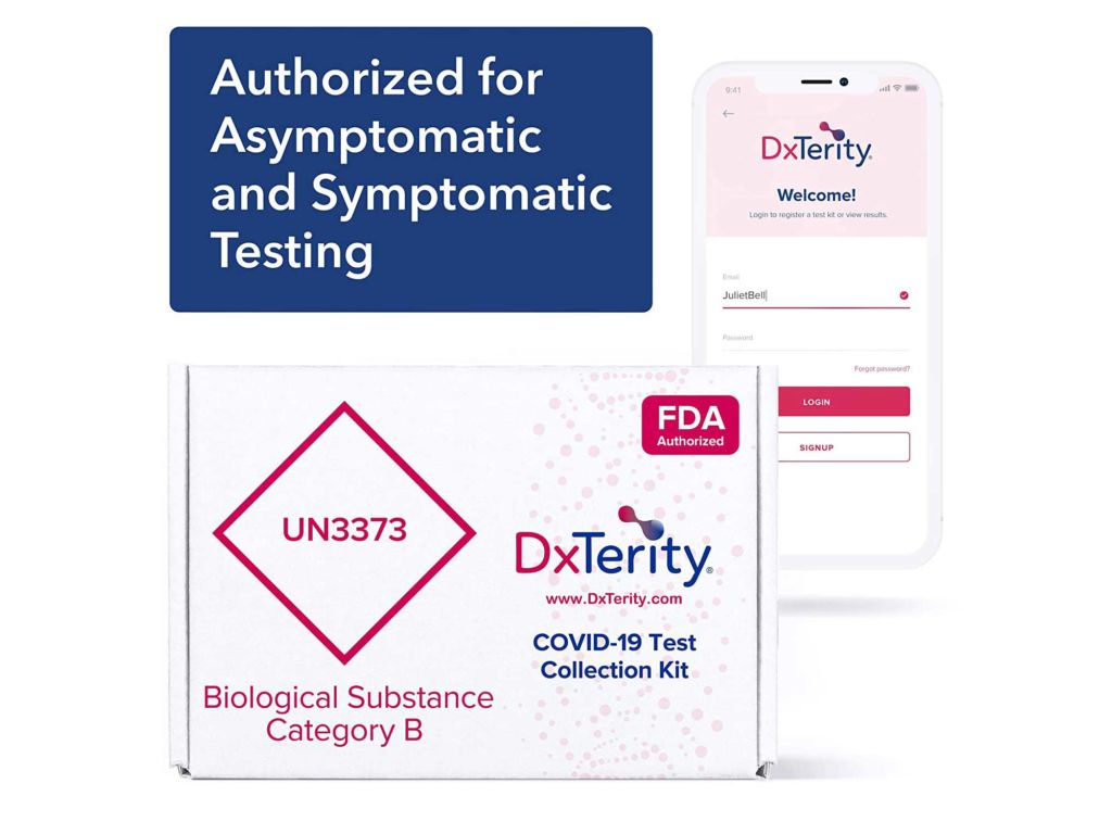 DxTerity COVID-19 Saliva at-Home Collection Kit with Prepaid Express Return Shipping and Laboratory PCR Testing