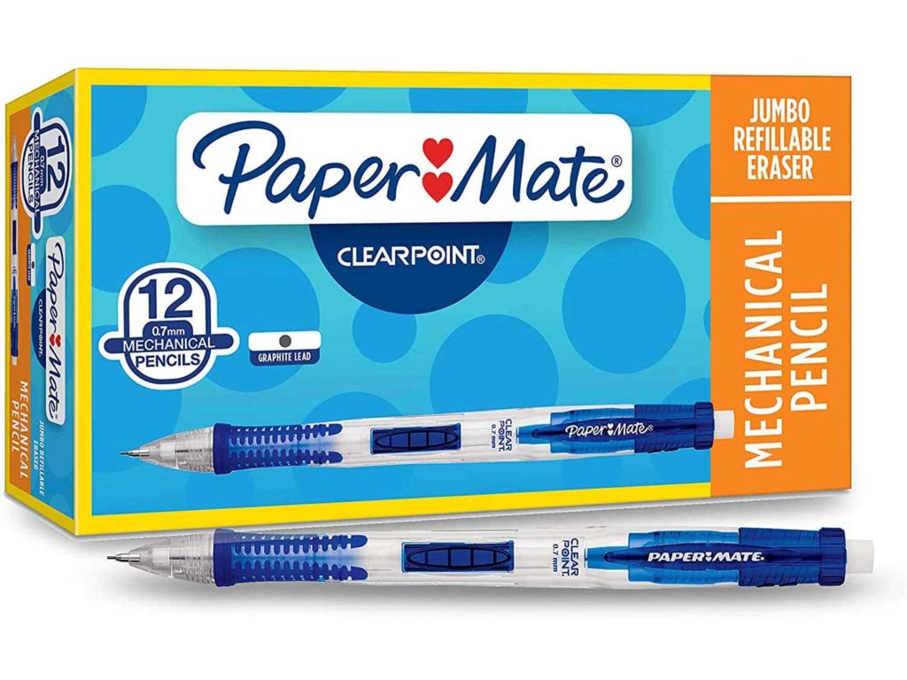 Paper Mate Clearpoint Mechanical Pencils, 0.7 mm #2 Pencil | Pencils for School Supplies, Blue Barrels, 12 Count