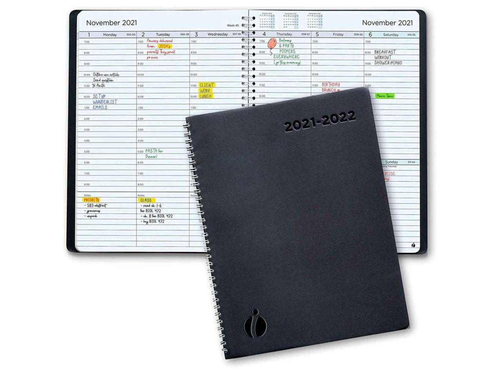 Academic Planner 2021-2022 - Hourly 2021-2022 Planner Weekly and Monthly. Flexible Cover, Twin-Wire Binding. Simple Design Inspires Productivity. July 2021 - August 2022. 8.5 x 11