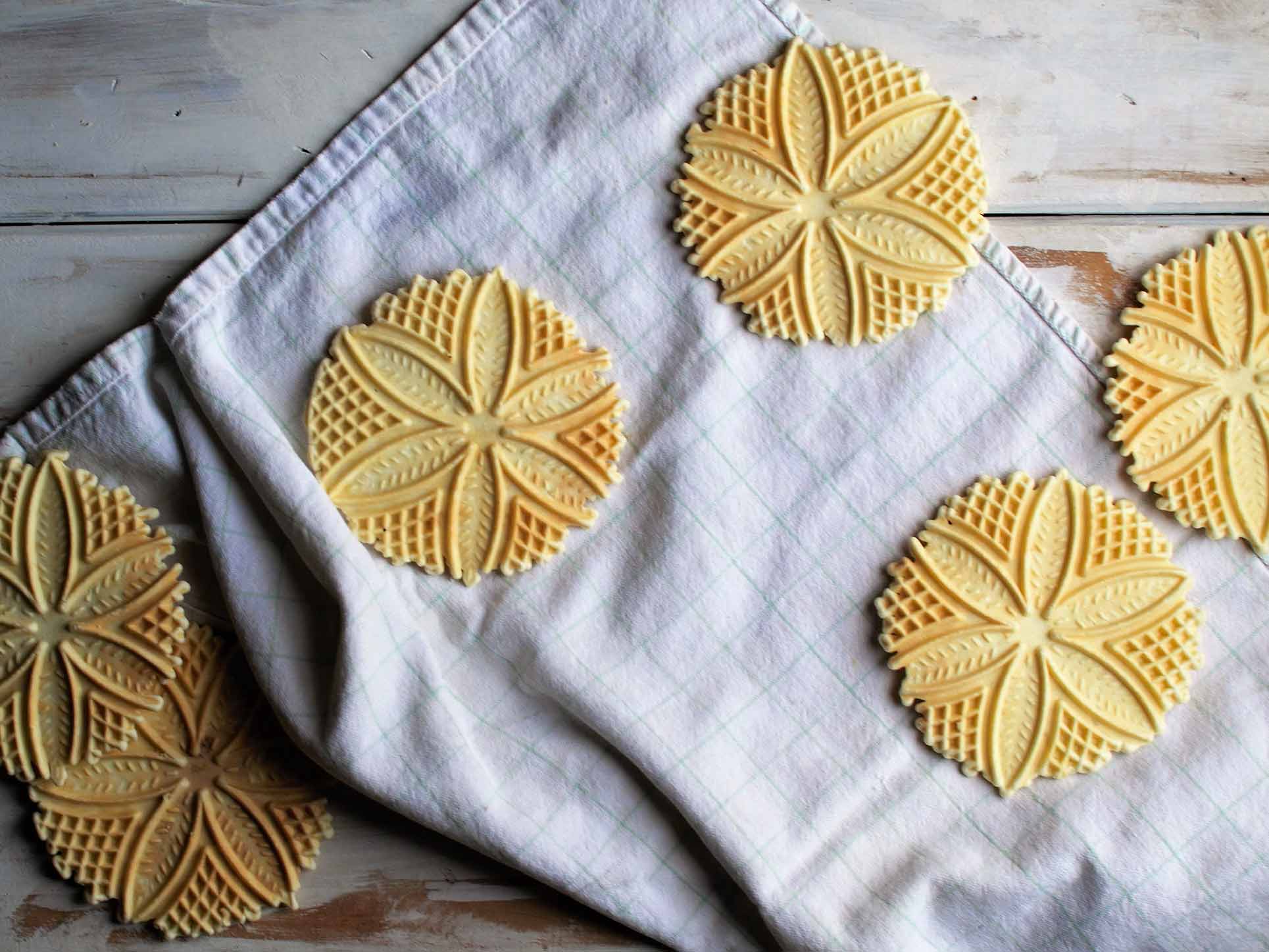 griddled cookies on a white towel.