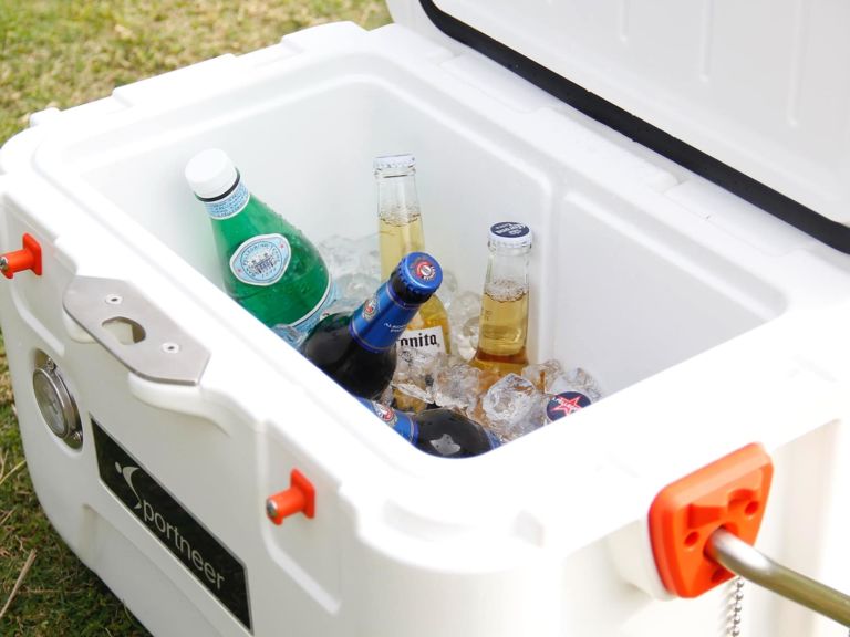 Cooler full of beer and water