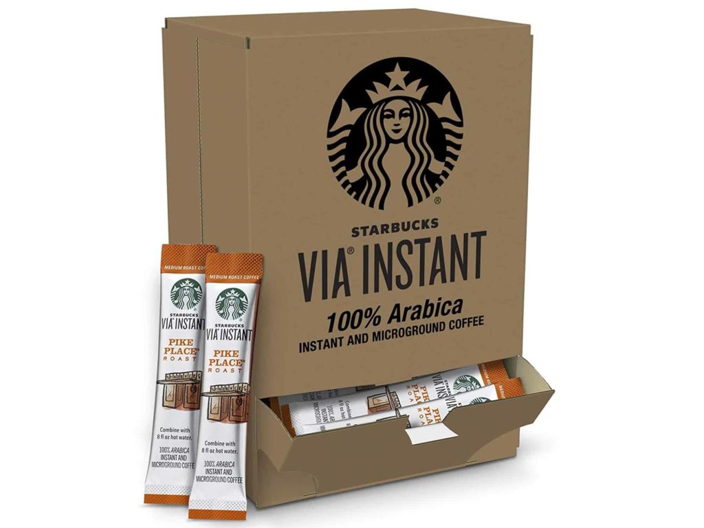 Starbucks VIA Instant Coffee—Medium Roast Coffee—Pike Place Roast—100% Arabica—1 box (50 packets)