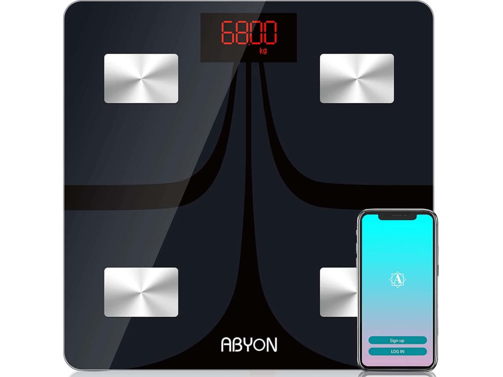 ABYON Bluetooth Smart Bathroom Scales for Body Weight Digital Body Fat Scale, Auto Monitor Body Weight, Fat, BMI, Water, BMR, Muscle Mass with Smartphone APP, Fitness Health Scale
