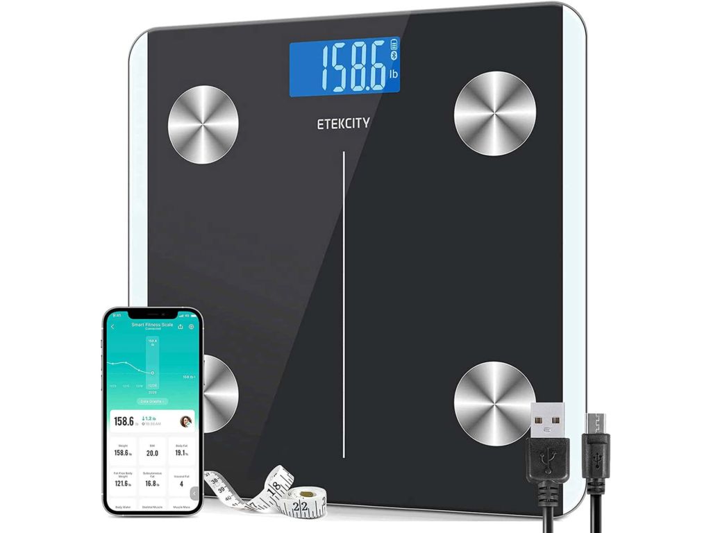 Etekcity Scales for Body Weight, Bathroom Digital Weight and Body Fat Scale for BMI, Rechargeable Smart Bluetooth Body Composition Analyzer, Sync Data with Other Fitness Apps