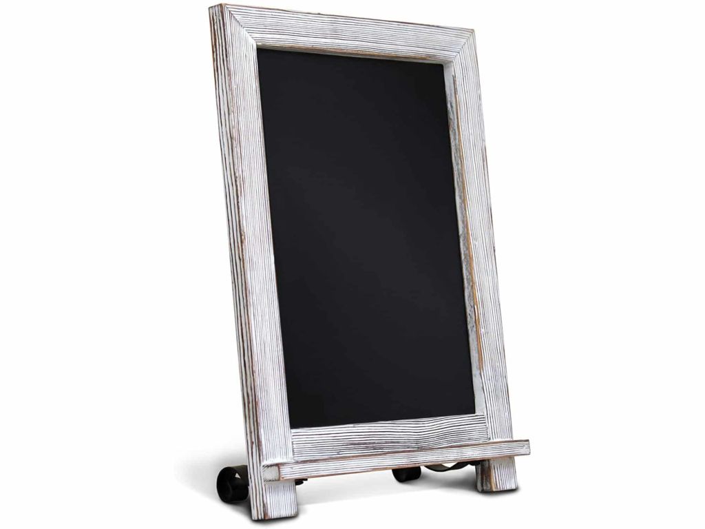 Rustic Whitewash Tabletop Chalkboard Sign / Hanging Magnetic Wall Chalkboard / Small Countertop Chalkboard Easel / Kitchen Countertop Memo Board / 9.5” x 14” . Weddings, Birthdays, Baby Announcements