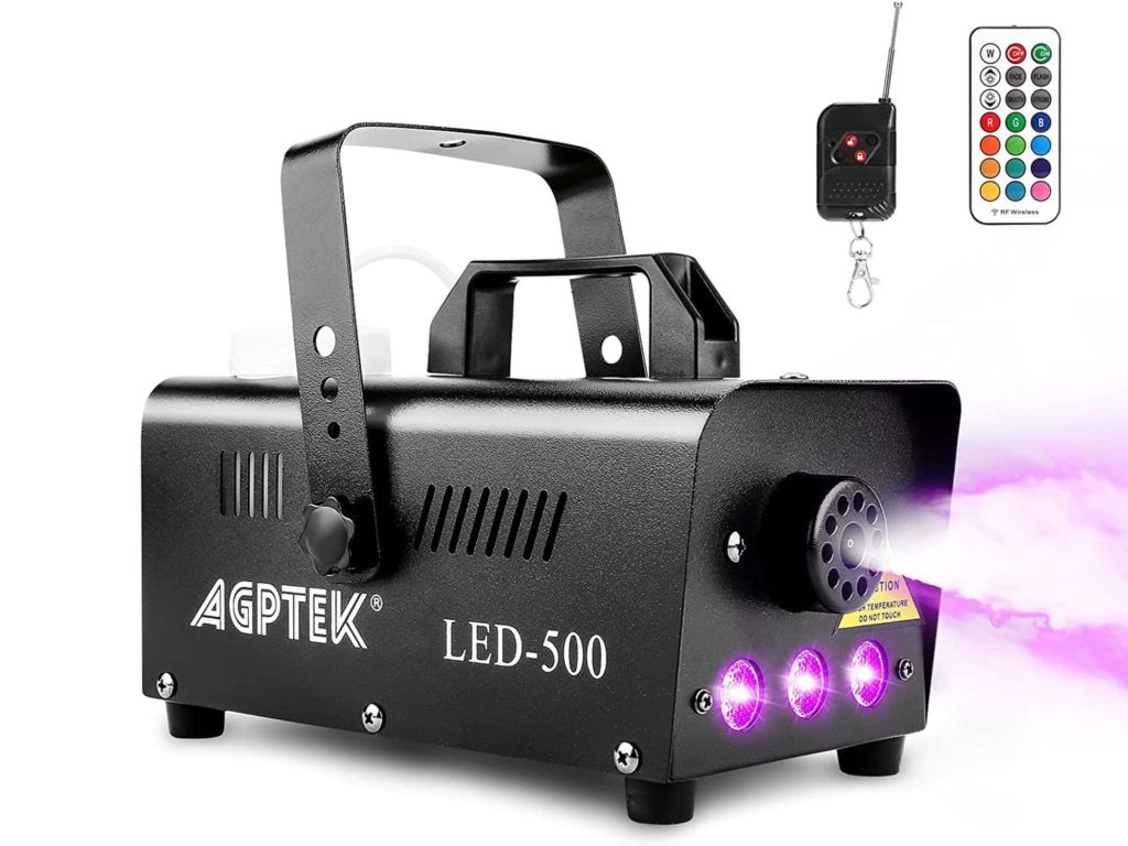 Smoke Machine, AGPTEK Fog Machine with 13 Colorful LED Lights Effect, 500W and 2000CFM Fog with 1 Wired Receiver and 2 Wireless Remote Controls, Perfect for Wedding, Halloween, Party and Stage Effect