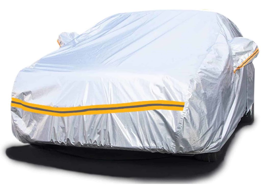 Autsop Car Cover Waterproof All Weather, 6 Layers Car Cover for Automobiles Outdoor Full Cover Sun Hail UV Snow Dust Protection with Zipper, Universal A3-3XXL (Fits Sedan 194" to 208")