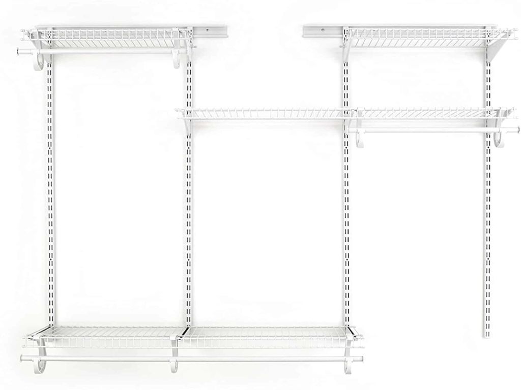 ClosetMaid 8808 ShelfTrack Adjustable Closet Organizer Kit, White, 4' to 6'