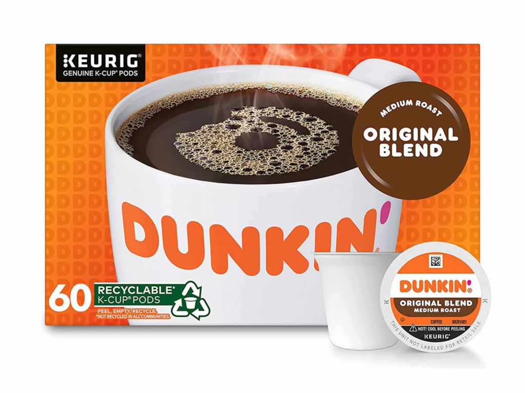 Dunkin' Original Blend Medium Roast Coffee, 60 Keurig K-Cup Pods