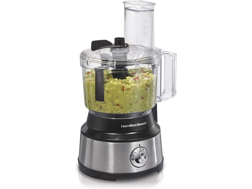 Hamilton Beach Food Processor & Vegetable Chopper for Slicing, Shredding, Mincing, and Puree, 10 Cups - Bowl Scraper, Stainless Steel