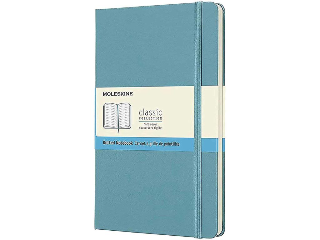Moleskine Classic Notebook, Hard Cover, Large (5" x 8.25") Dotted, Reef Blue, 240 Pages