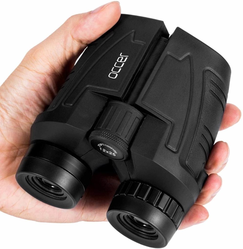 occer 12x25 Compact Binoculars with Clear Low Light Vision, Large Eyepiece Waterproof Binocular for Adults Kids, High Power Easy Focus Binoculars for Bird Watching, Outdoor Hunting, Travel, Sightseeing