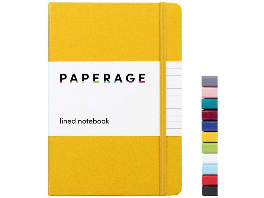 Paperage Lined Journal Notebook, Hard Cover, Medium 5.7 X 8 inches, 100 gsm Thick Paper. Use for Office, Home, School, or Business (Yellow, Ruled)