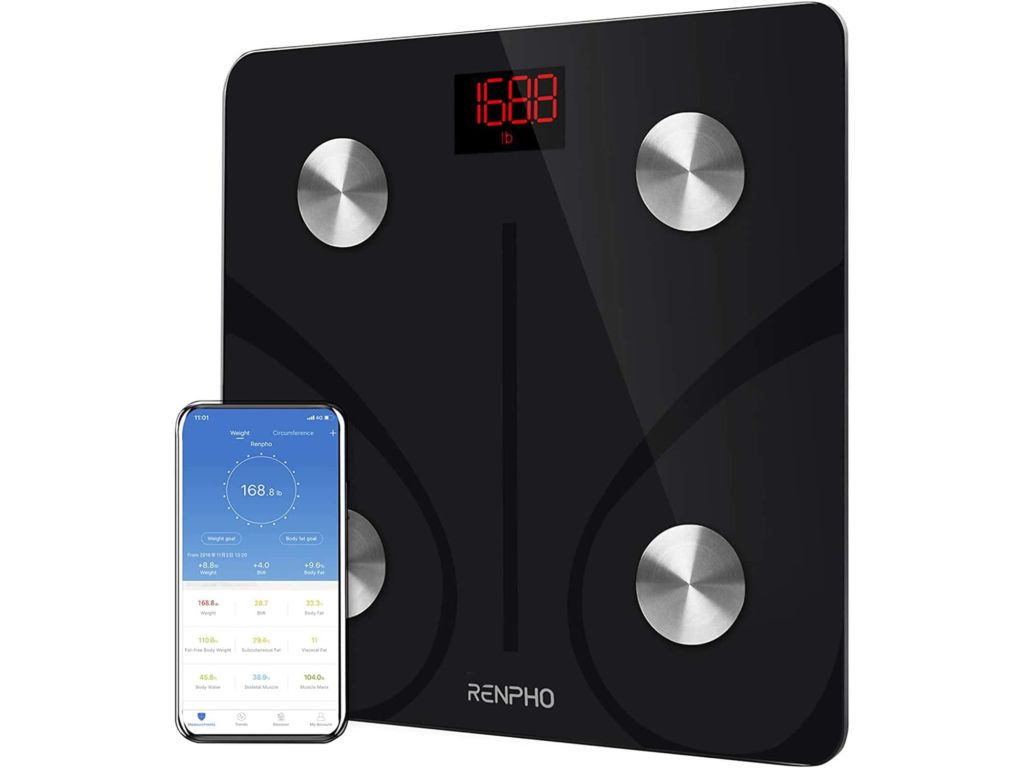 RENPHO Body Fat Scale Smart BMI Scale Digital Bathroom Wireless Weight Scale, Body Composition Analyzer with Smartphone App sync with Bluetooth, 396 lbs - Black