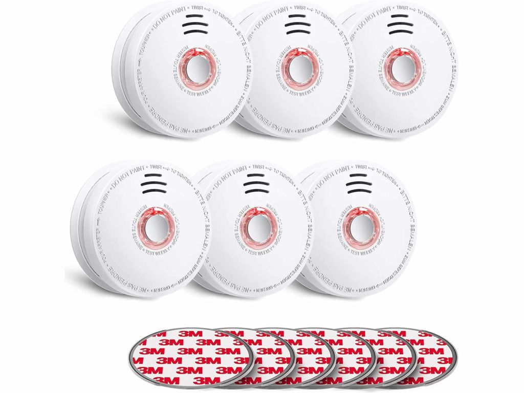 SITERWELL Smoke Alarm, Smoke Alarm with Photoelectric Sensor and 9V Battery Operated (Include), 10-Year Life Time Fire Alarm with UL Listed, Fire Safety for Kitchen, Home, Hotel, GS528A, 6 Packs