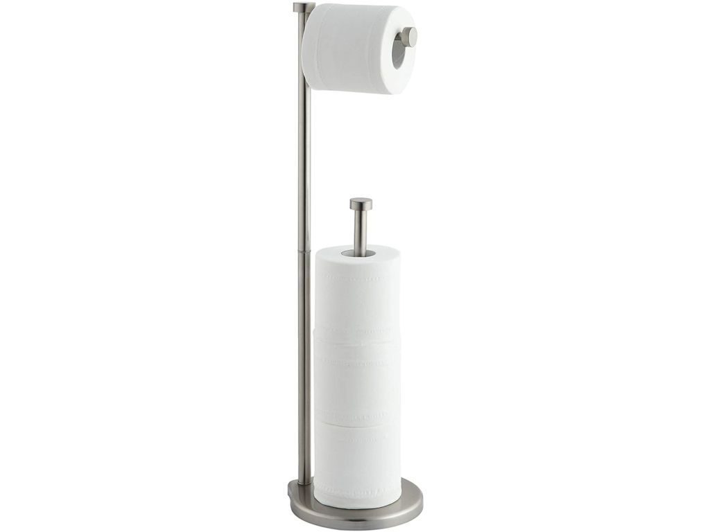 SunnyPoint Free Standing Bathroom Toilet Paper Holder Stand with Reserve, Reserve Area has Enough Space for Jumbo Roll