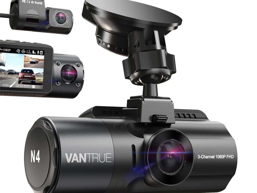 Vantrue N4 3 Channel Dash Cam, 4K+1080P Front and Rear, 4K+1080P Front and Inside, 1440P+1080P+1080P Three Way Triple Car Camera, IR Night Vision, 24 Hours Parking Mode, Capacitor, Support 256GB Max