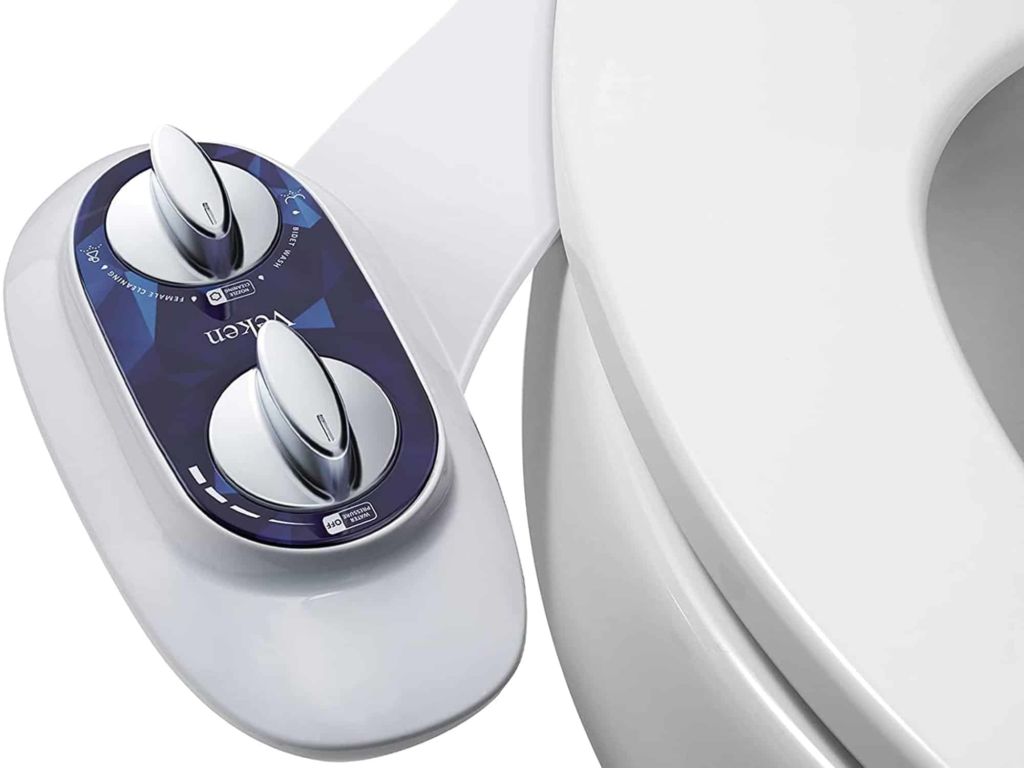 Veken Non-Electric Bidet, Self Cleaning Dual Nozzle (Bidet/Feminine Wash) Bidet for Toilet, Fresh Water Sprayer Toilet Seat Attachment with Adjustable Pressure Control