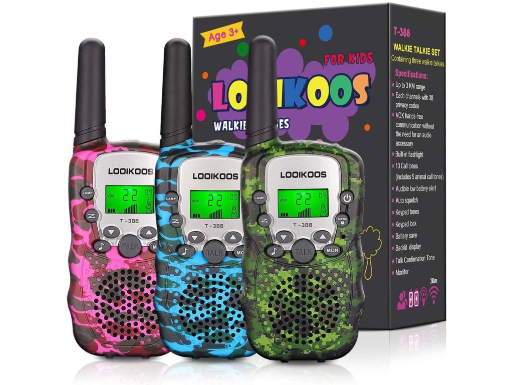 LOOIKOOS Walkie Talkies for Kids, 3 KMs Long Range Children Walky Talky Handheld Radio Kid Toy Gifts for Boys and Girls 3 Pack