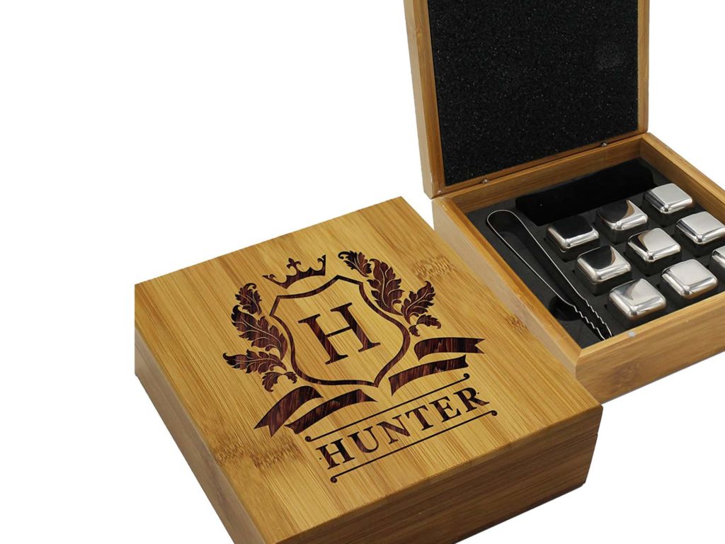 Custom whiskey stone gift set