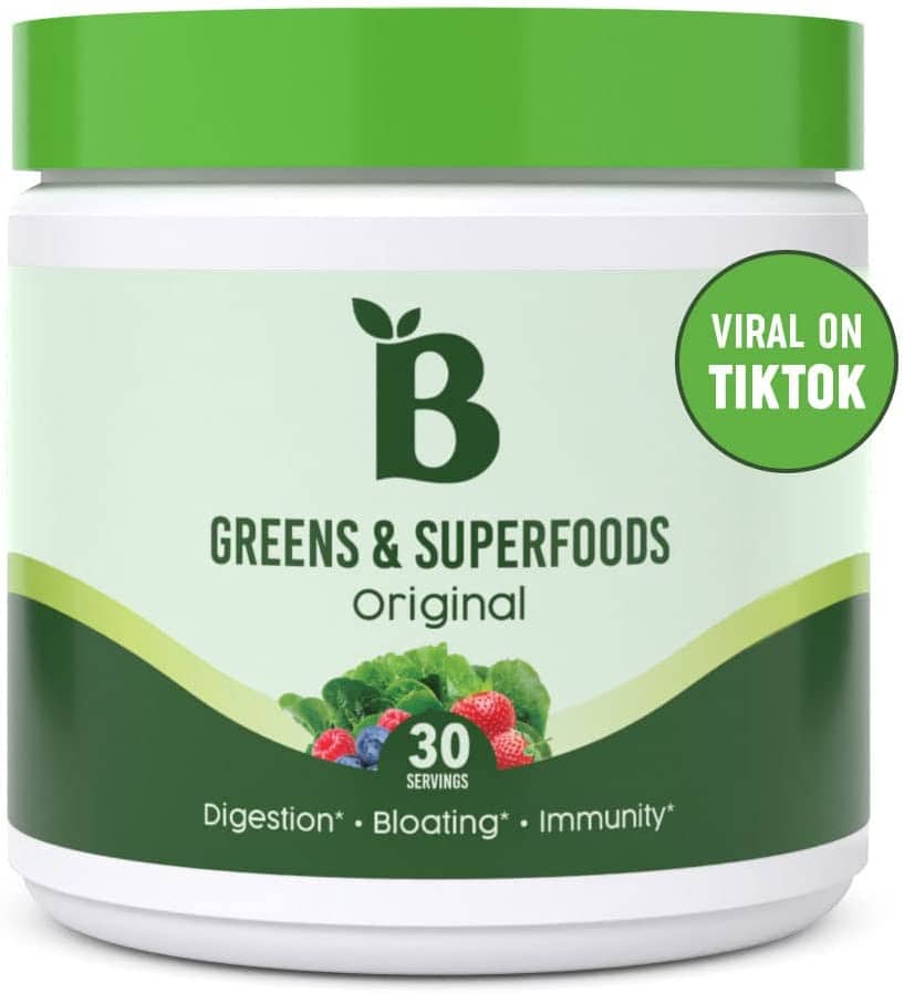 The greens used in this powder feature natural digestive enzymes and dairy-free probiotics to aid digestion and balance your gut.