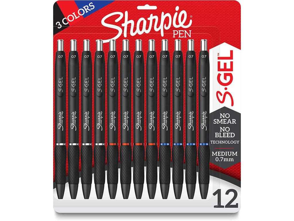 Sharpie S-Gel, Gel Pens, Medium Point (0.7mm), Assorted Colors, 12 Count