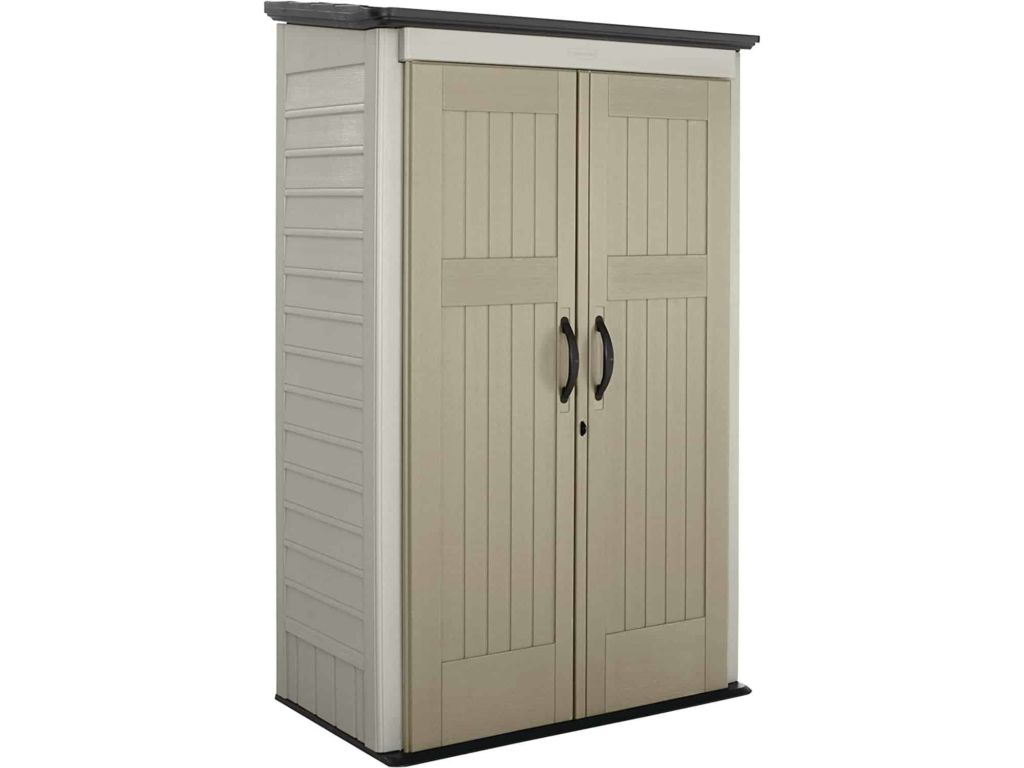 Rubbermaid Small Vertical Resin Weather Resistant Outdoor Garden Storage Shed