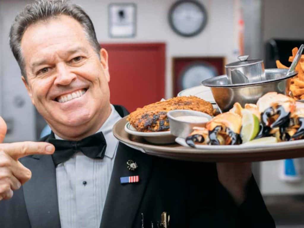 Waiter with stone crab claws