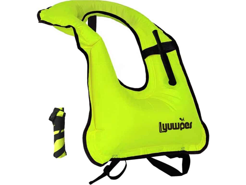Inflatable Snorkel Vest Adult Snorkeling Jackets Free Diving Swimming Safety Load Up to 220 Ibs
