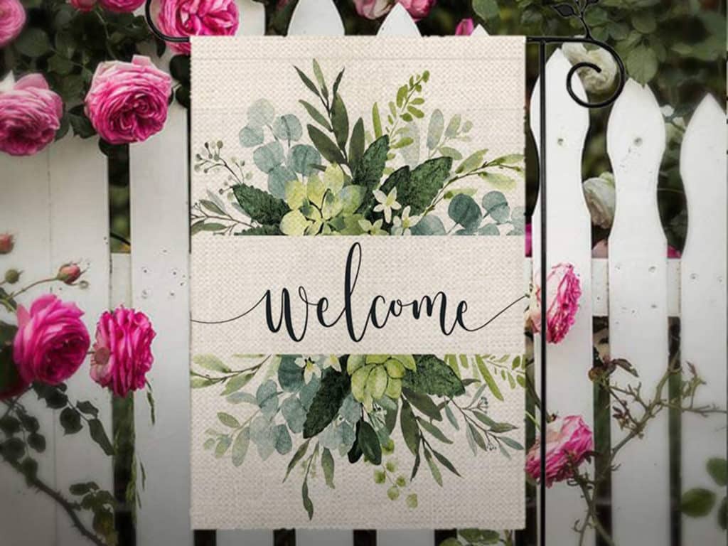 CROWNED BEAUTY Spring Floral Welcome Garden Flag 12×18 Inch Small Vertical Double Sided Seasonal Outside Décor for Yard Farmhouse