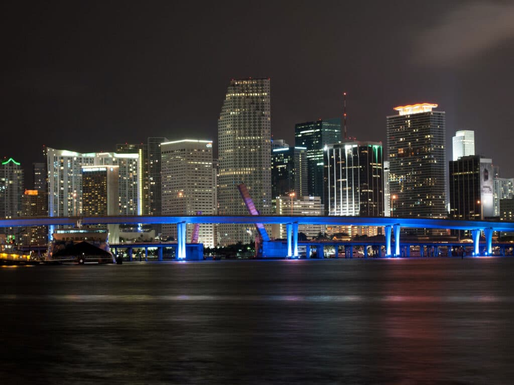 Miami skyline at night