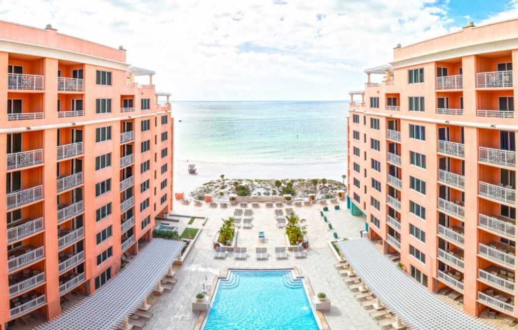 Exterior of Hyatt Regency Clearwater Beach resort and pool