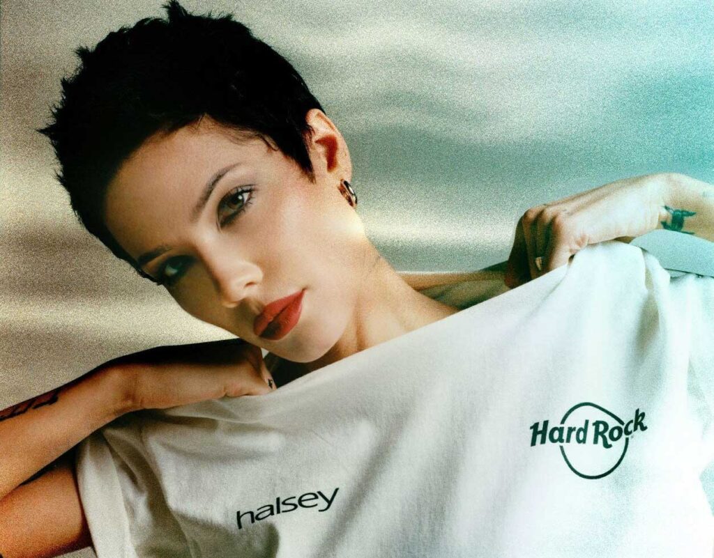 Halsey in a Hard Rock T-shirt