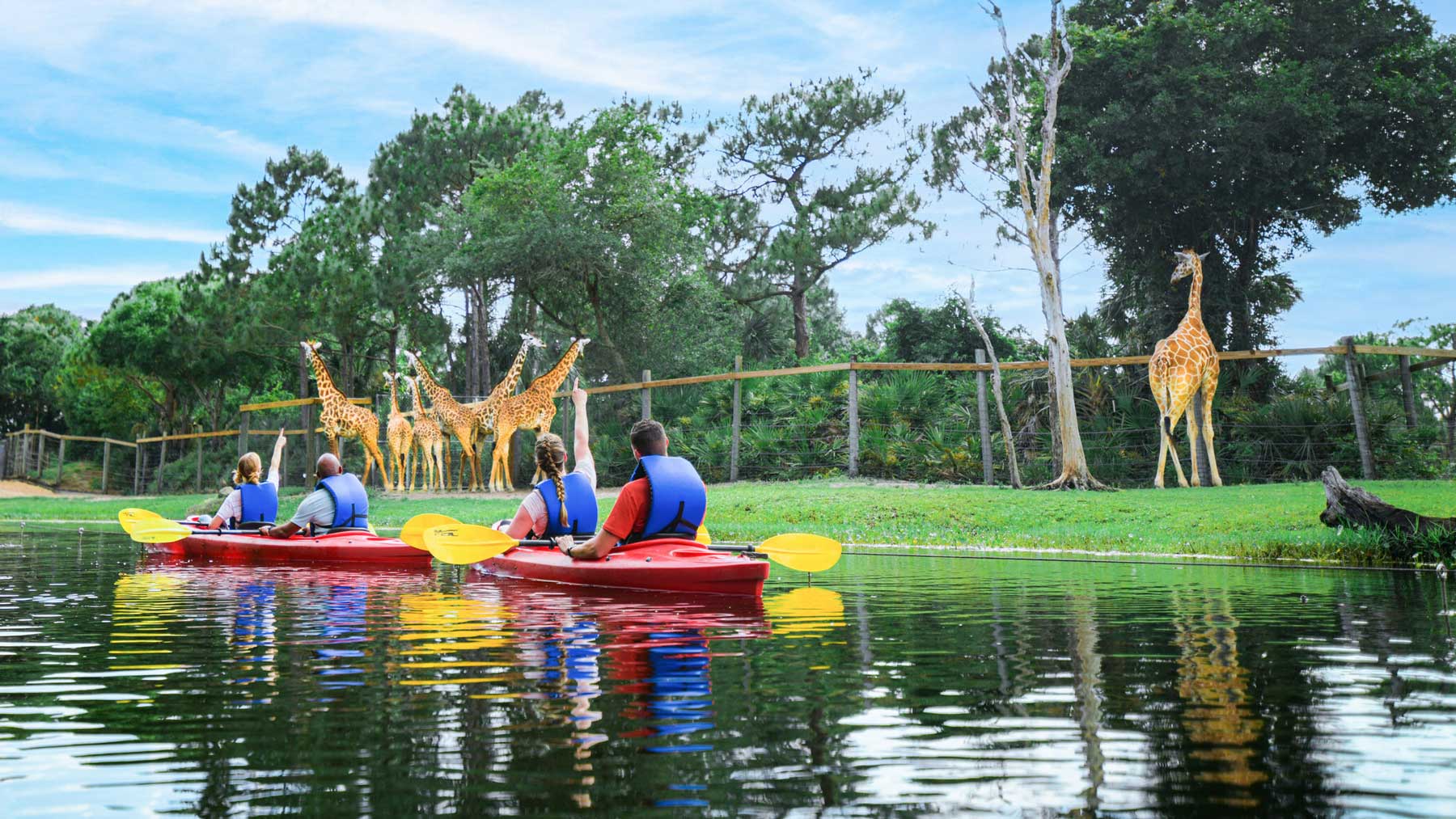 Zoo visitors in a kayak
