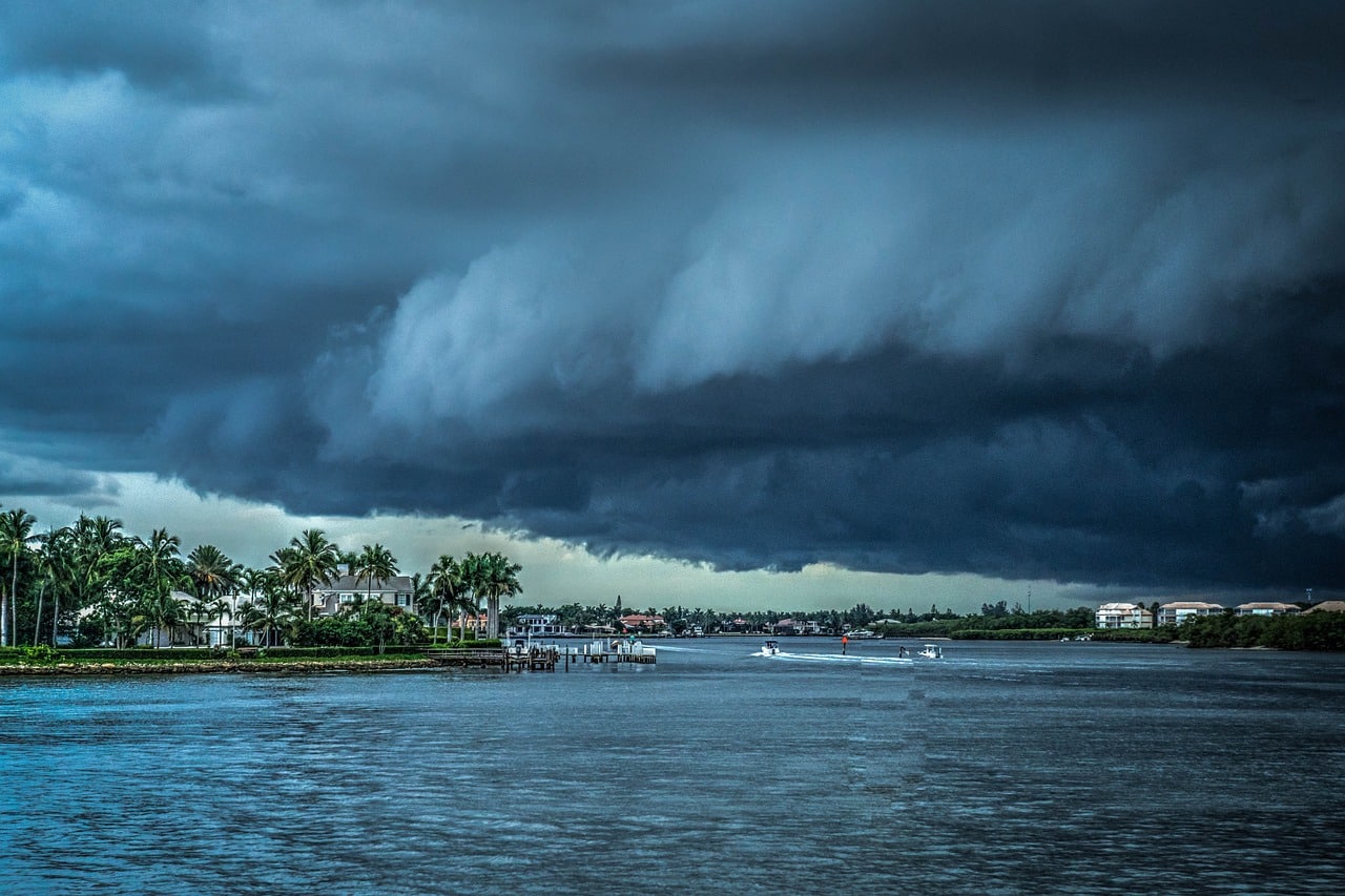 Storm clouds form over the Florida coast