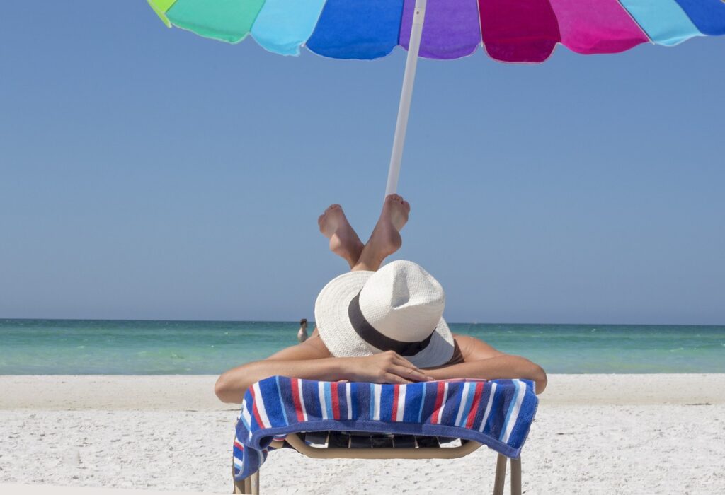 Relaxing on a beach