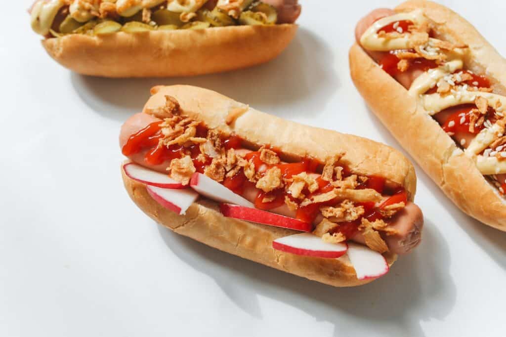 Close-up photo of hot dogs
