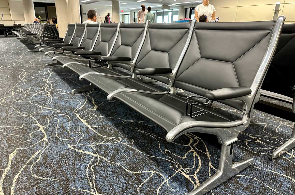 Chairs inside Tampa International Airport.